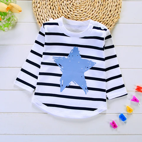 Latest Boys and Girls Long Sleeve T-shirt Round Collar Kids Striped T Shirt