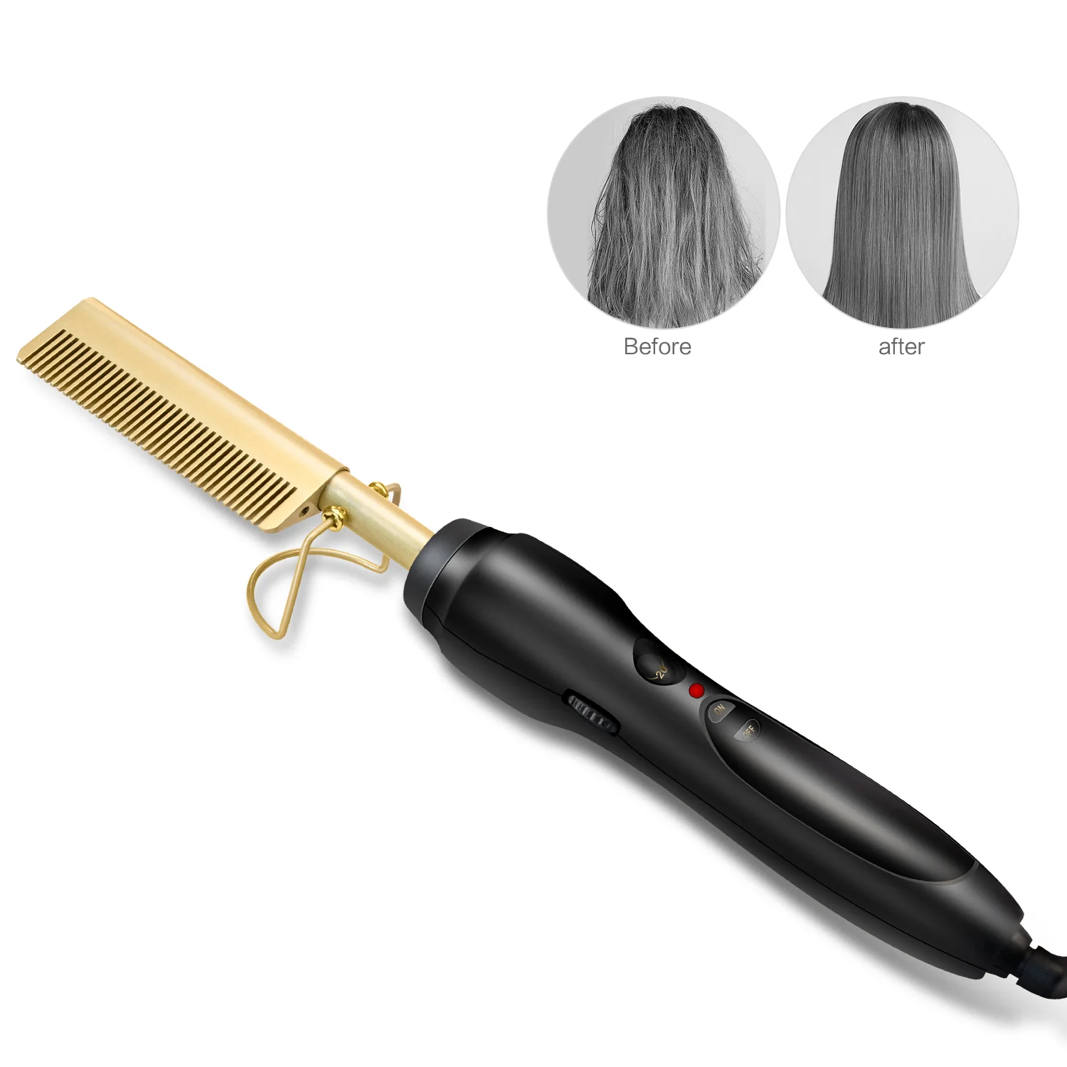 Hot Comb Hair Straightener Flat iron Electric Heating Comb Portable Travel Anti Scald Beard Straightener Press Comb Curling