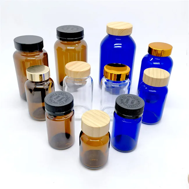 Amber Clear Glass Packer Bottle Food Bottle Medicine Pill Vitamin Capsule Bottles With gold Lids 120ml 150ml 200ml 250ml 500ml