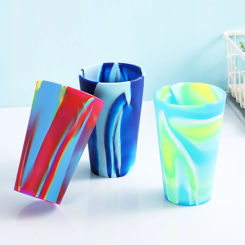 Multi Color Reusable Pint Cups For Beer Coffee Tea Cup Tumbler Food Grade Silicone Beer Wine Drink Cup For Outdoor Travel