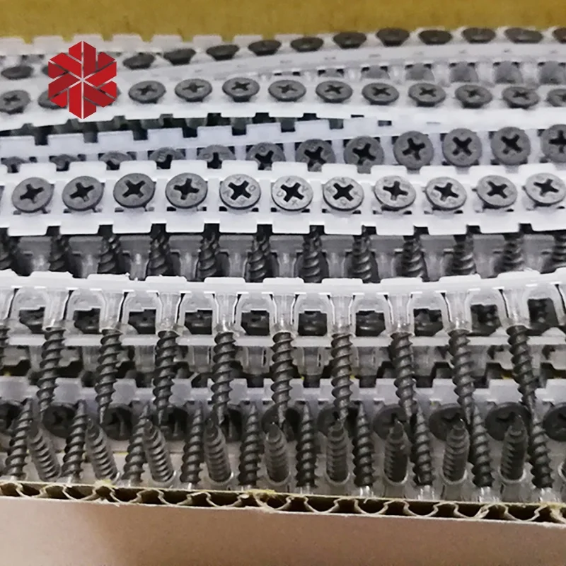 3.9x25 Self Tapping Collated Screw Gypsum Plastic Strip Bugle Head Coarse Threads Black Drywall Screw Collated