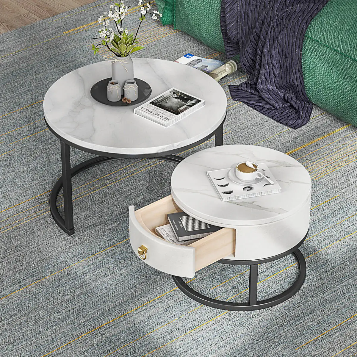 Hotel center nesting coffee table multifunctional black round nesting lift top coffee table gold nesting marble coffee table
