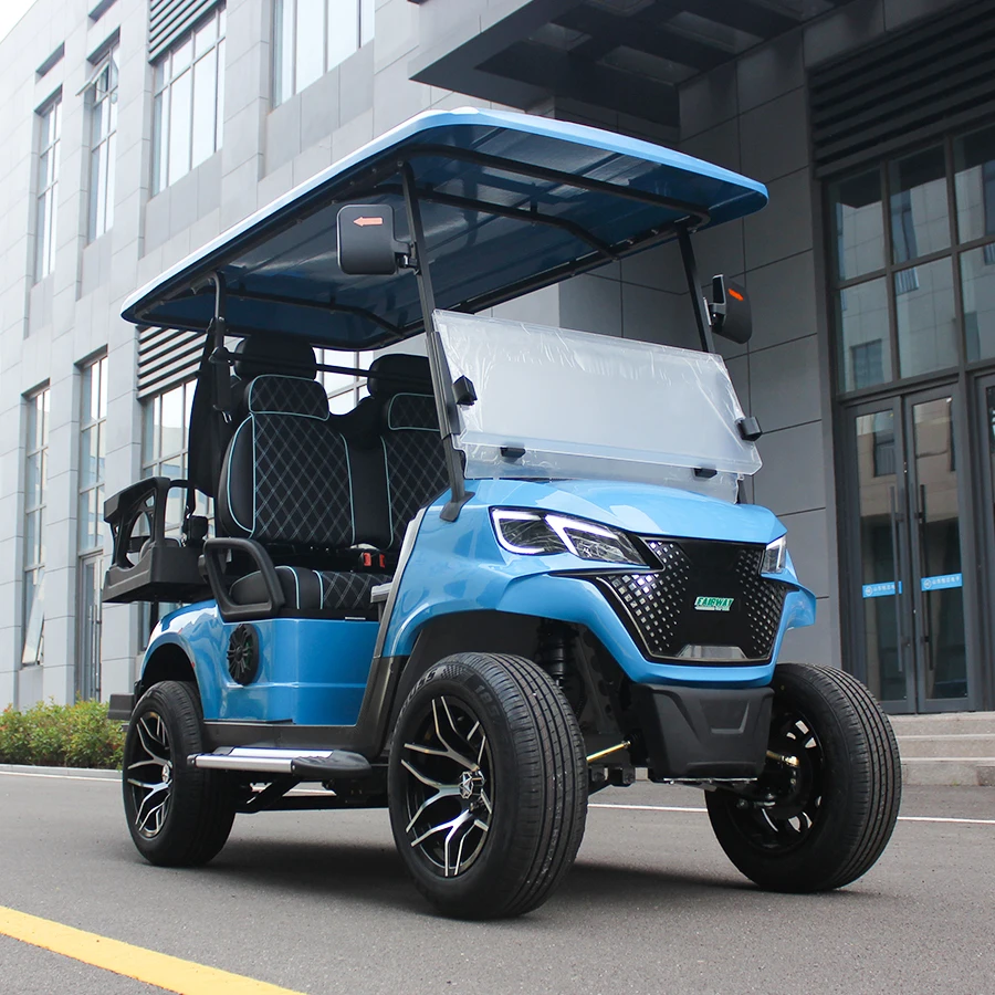 Ce Certification 72v 7.5kw Battery Powered Solid Wheel 4 Seater Electric Golf Hunting Cart Buggy