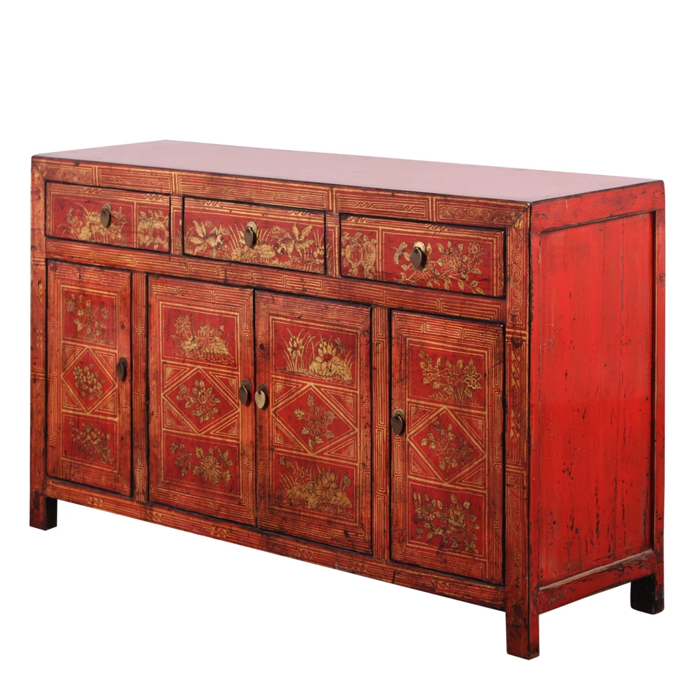 
chinese antique furniture wedding wardrobe classic painting solid wooden painted furniture Home Furniture home storage cabinet 