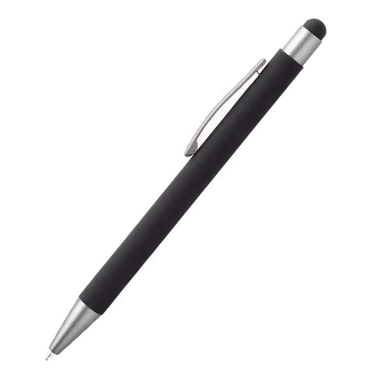 
2 in 1 multi-function metal pen with screen touch rubberized body aluminium ball pen 
