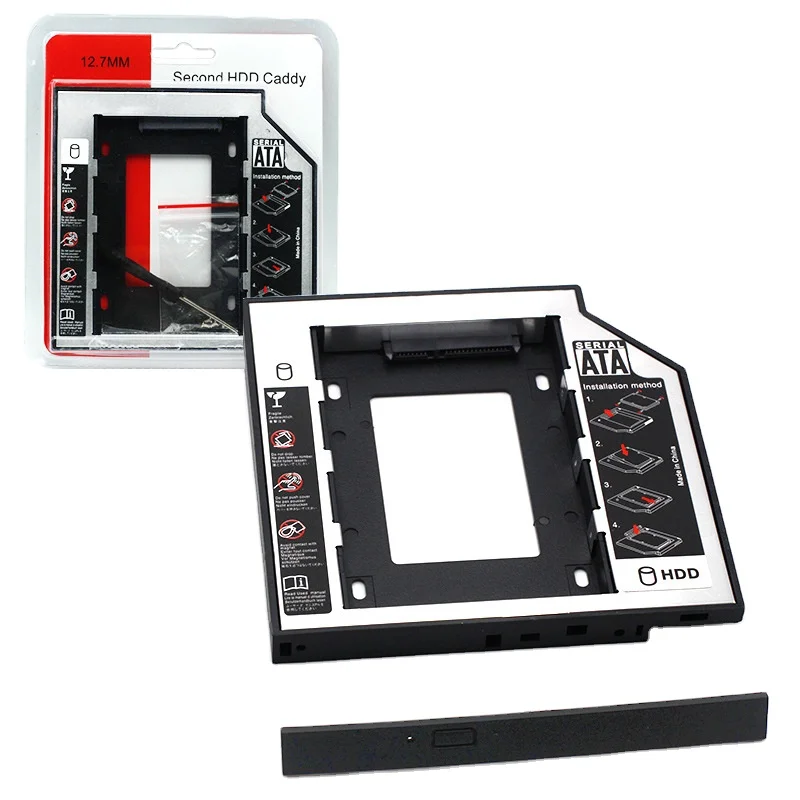 OEM Half metalCaddy HDD 2.5 inch 9.5mm 2nd SATA7+15pin HDD SSD Hard Drive Caddy for  with Screwdriver second hdd tray caddy