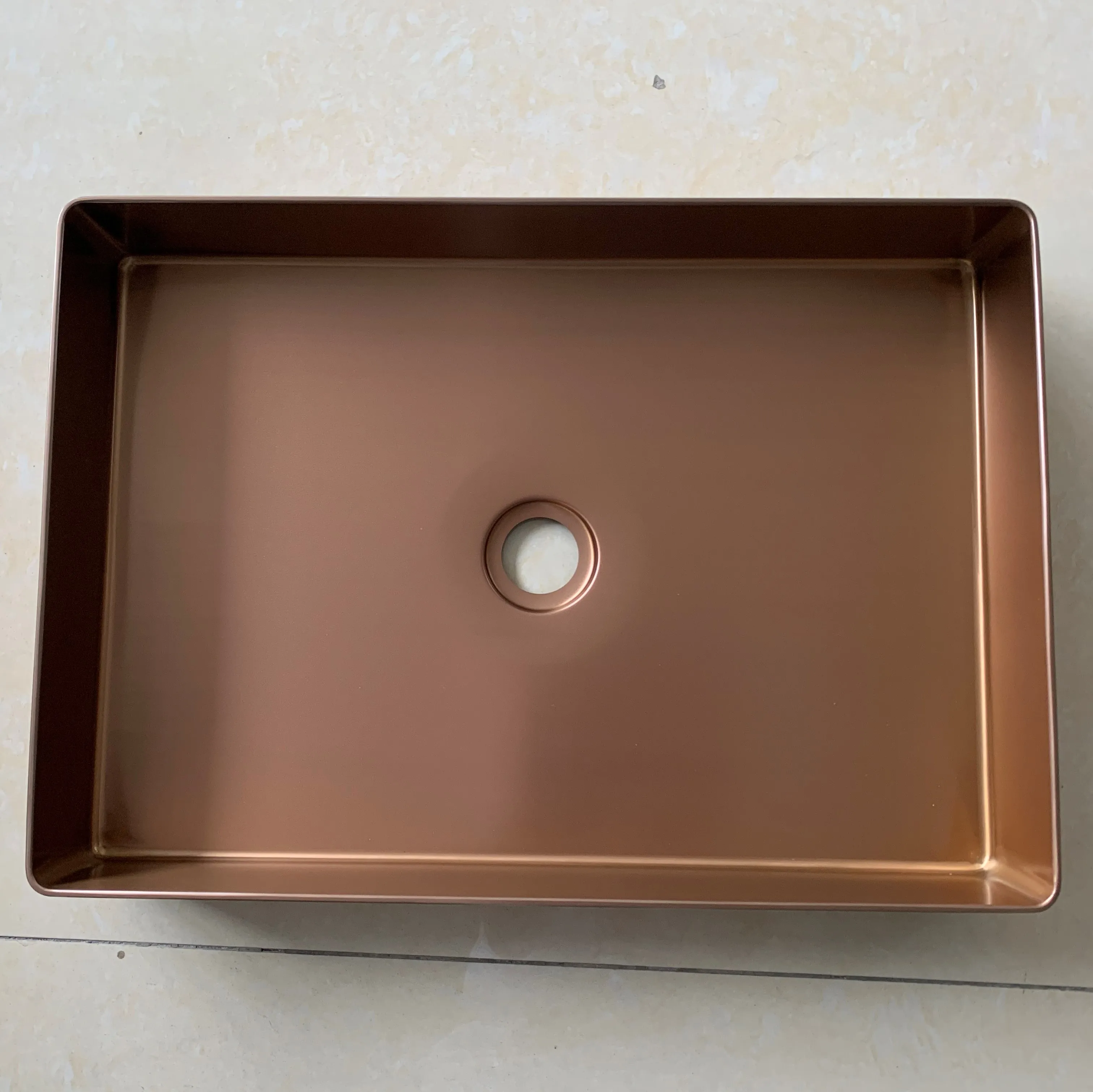 New Design Rose Gold Stainless Steel Square Bathroom Sinks Wash Basin
