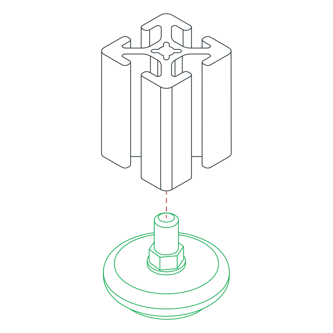 China manufacturers 60D M8/M10 Stainless Steel self Adjustable Leveling Mounts Feet Cabinet With Nylon Base  for T SLOT PROFILE