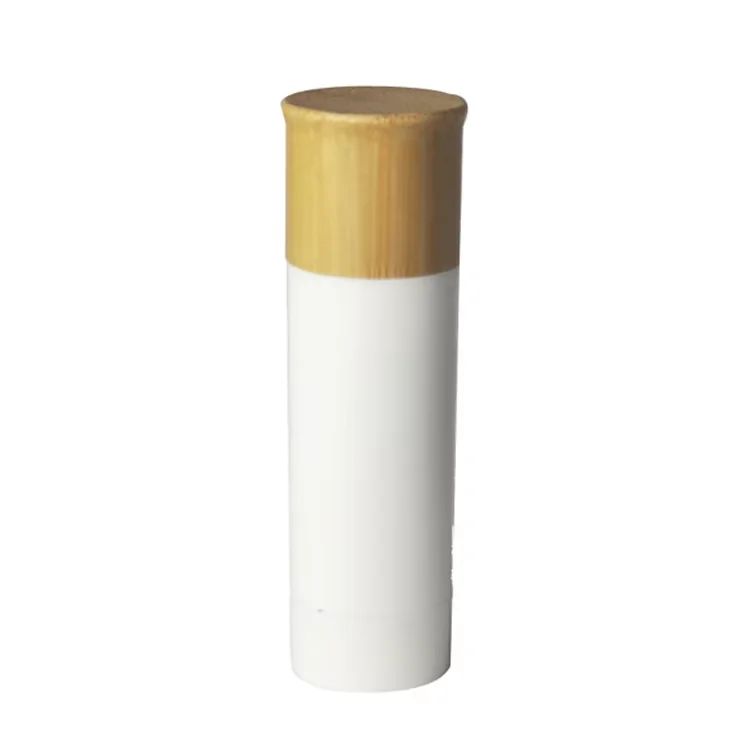 5 Ml lip balm tube Cosmetic Packaging plastic Lipstick tube with bamboo cap