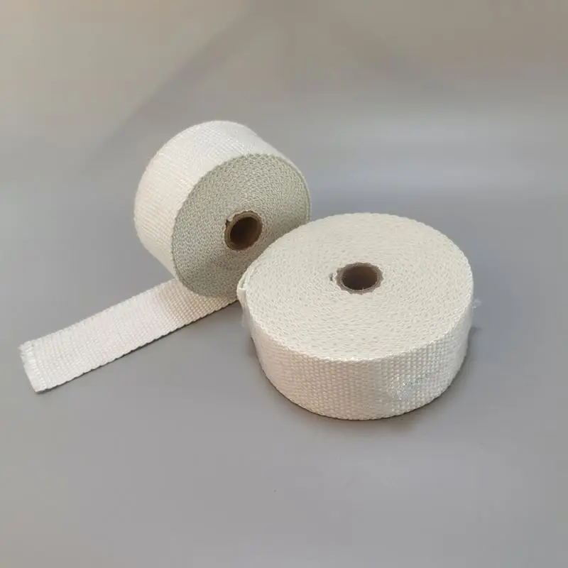 Exhaust heat insulating tape professional manufacture custom white textured fiberglass plain woven tape