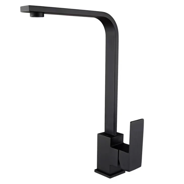 Square Sink Mixer Tap Matt Black Kitchen Faucet with Swivel Spout Deck Mount Watermark Tapware Bathroom Use 304 Stainless Steel