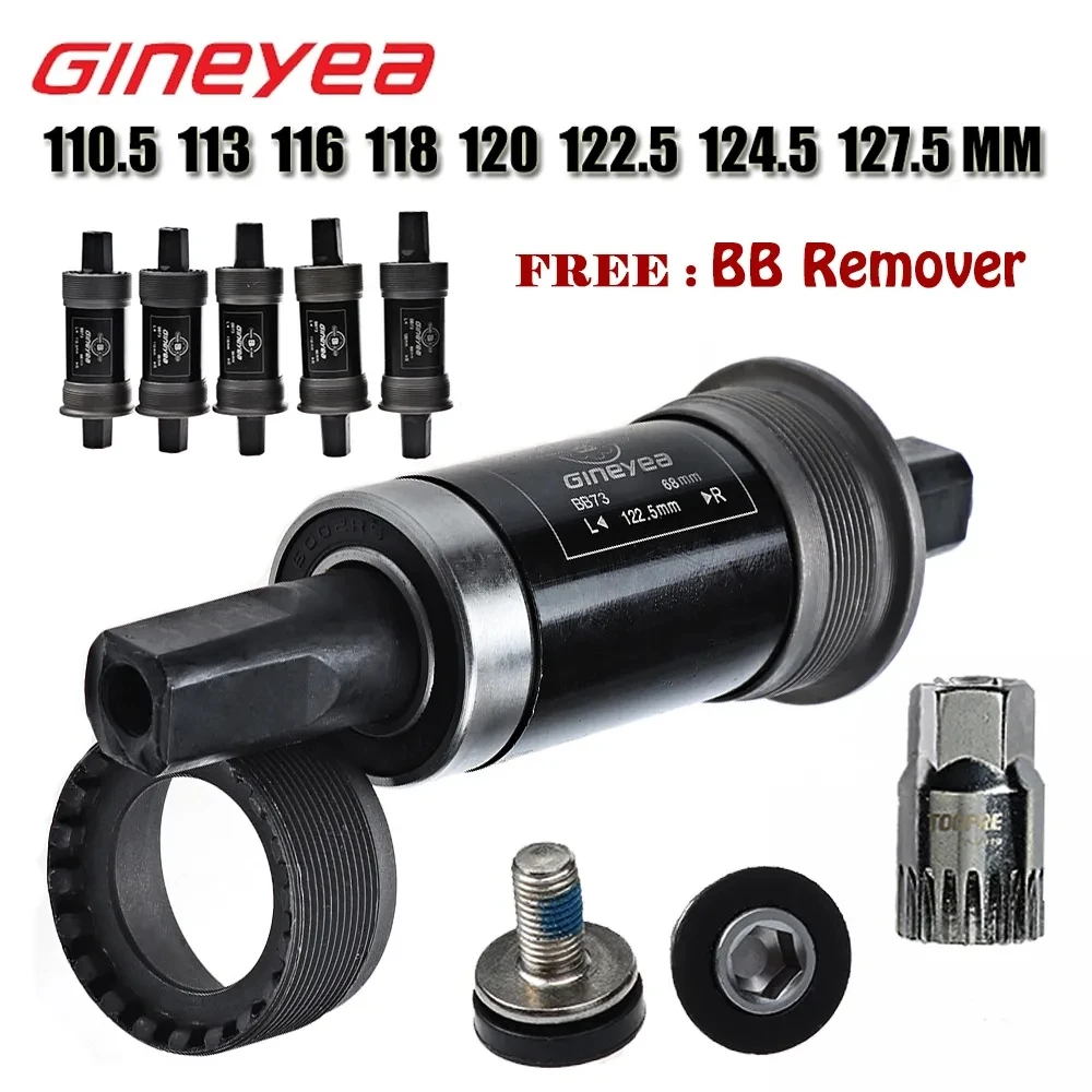 Gineyea Bike Bottom Bracket 116 118 120 122.5 127.5 mm Crank Axis Quare Hole MTB Bicycle Parts BB FOR Square Tapered Spindle