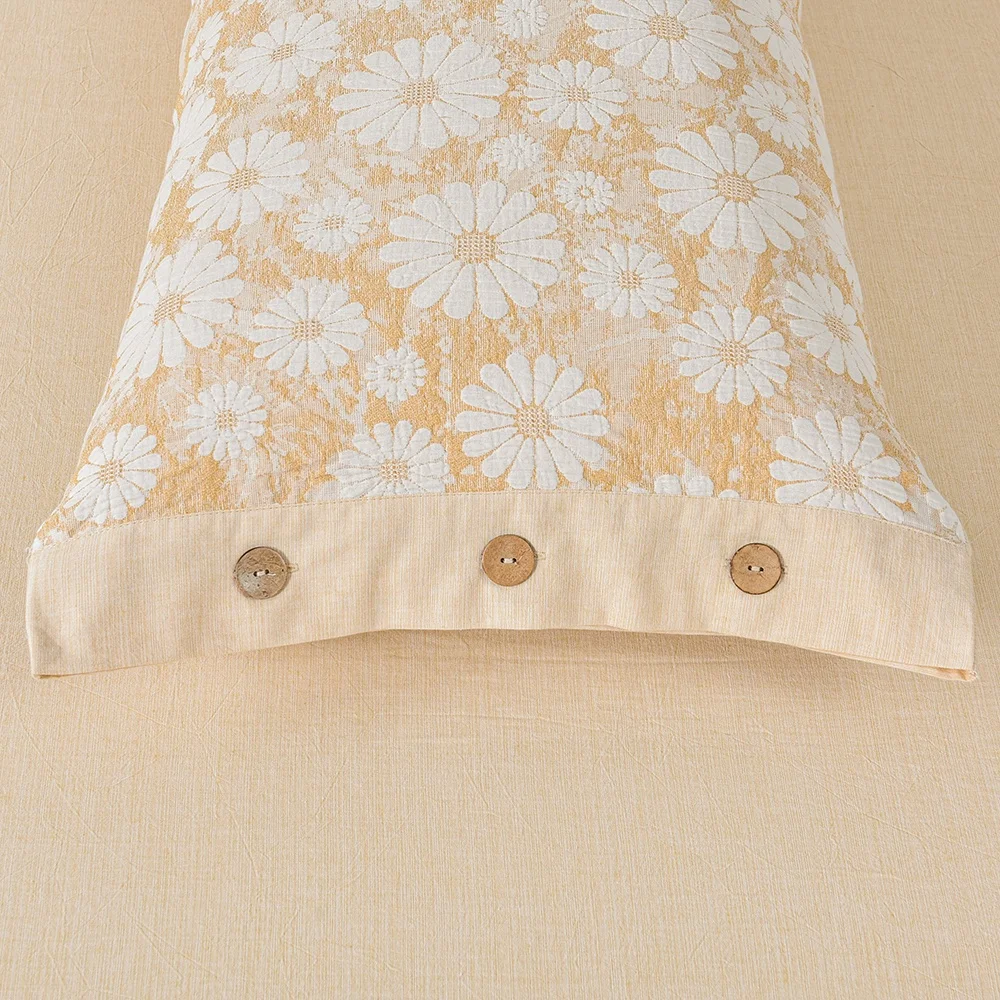 Бледно-желтое постельное белье из чистого хлопка