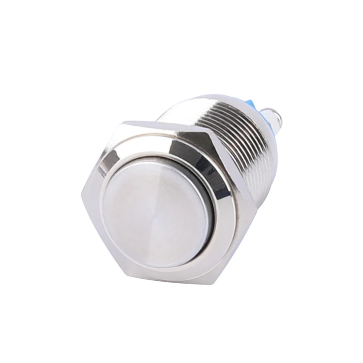 16mm 2 Screw Terminals electric waterproof IP65 stainless steel metal momentary self return car door push button switches