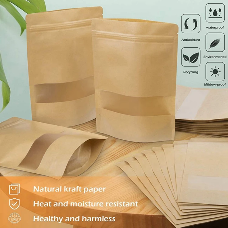 Wholesale Custom Biodegradable Food Grade Bakery Bread Loaf Packaging Kraft Paper Bag with Window