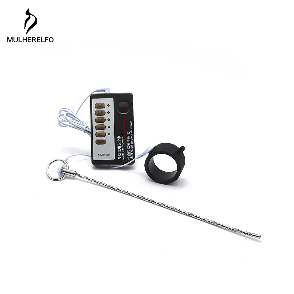 Mulherelfo супер поражения электрическим током уретры палка пенис силиконовый кольцо массажер Электро Пенис стимулятор кольцо