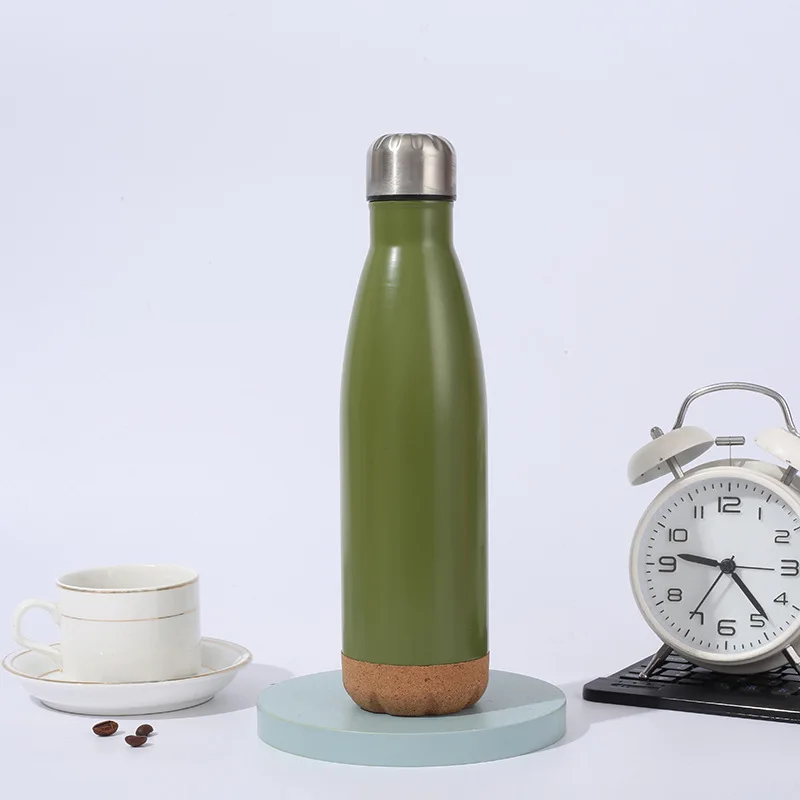 500ml Cola Shaped Sports Water Bottle 304 Stainless Steel Thermos Coffee Flasks Vacuum Drink Bottles With Cork Bottom