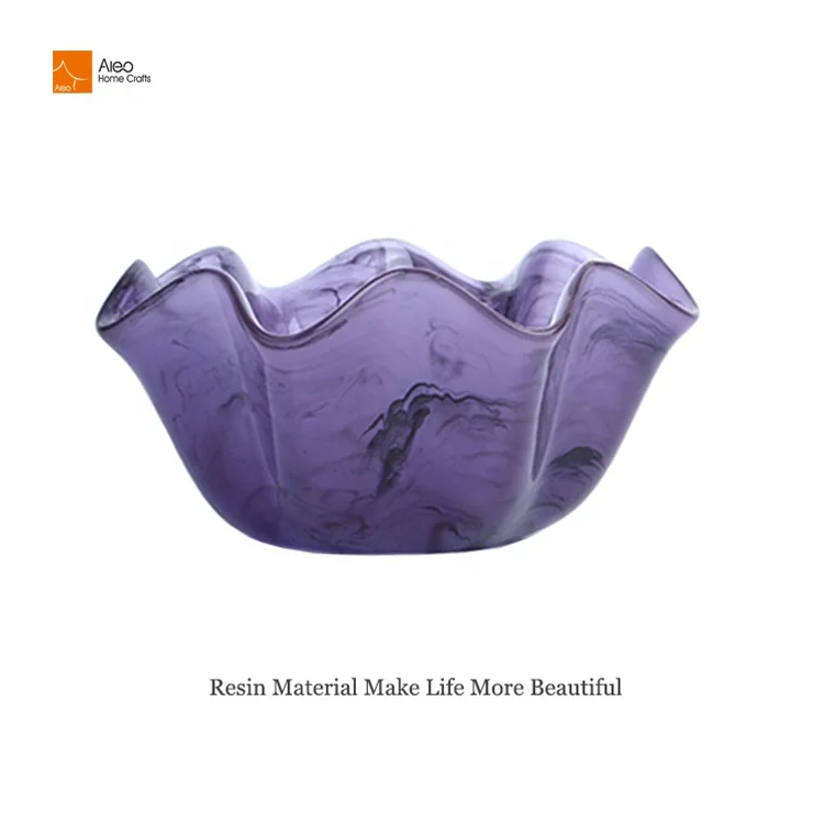 Sustainable Polyresin Purple Swirl salad Platter Western restaurant tableware set Handmade vegetable and fruit salad bowl