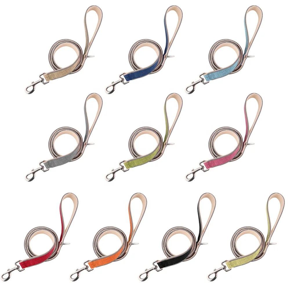Factory Hot Sales Eco-Friendly Hemp Dog Leash Night Safety Reflector Strip Pure Cotton Pet Dog Leash