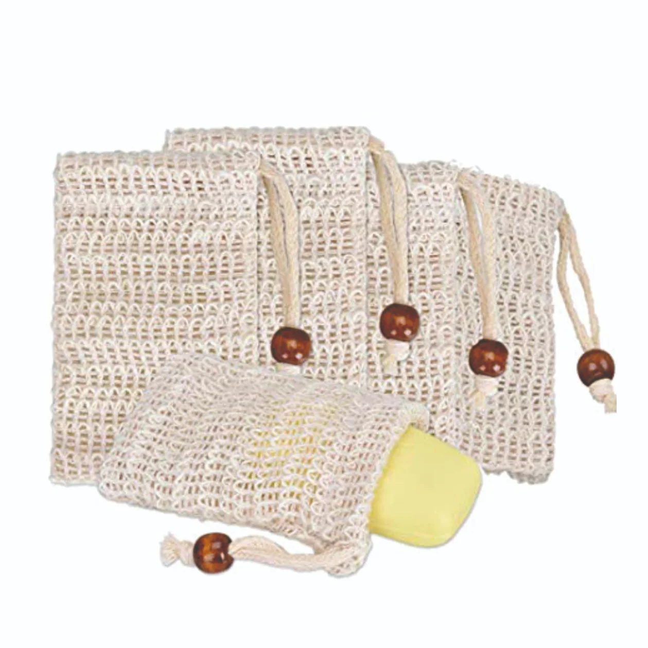 Soap Saver Bag Natural  Exfoliating Pouch for Foaming and Drying  Bars Shower  (13.5 x 9 cm, Beige)