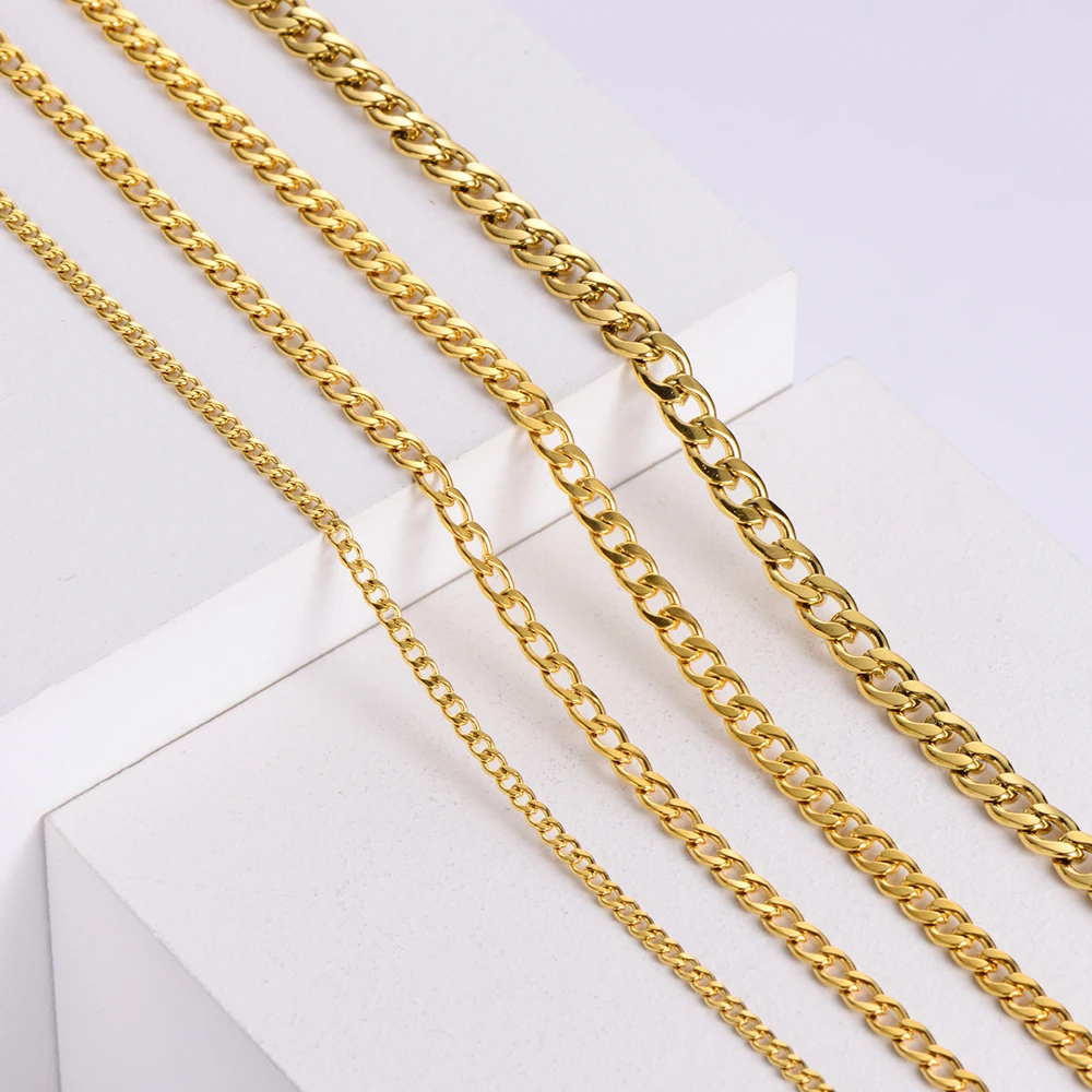 
Wholesale collares para hombre stainless steel chunky NK 18k Gold Plated curb chain necklace 