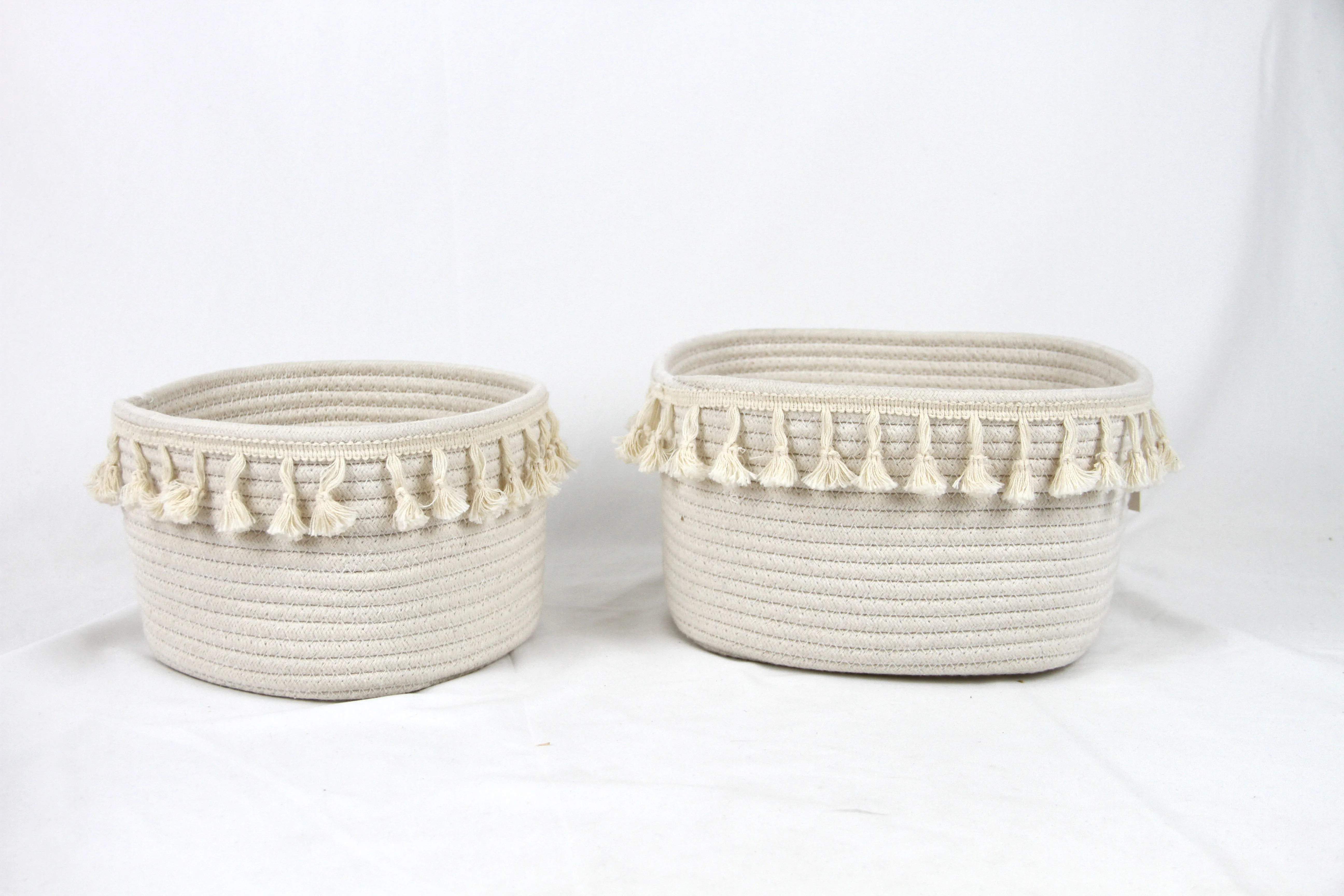 2023 New Design Square cotton rope Storage Baskets with tassels
