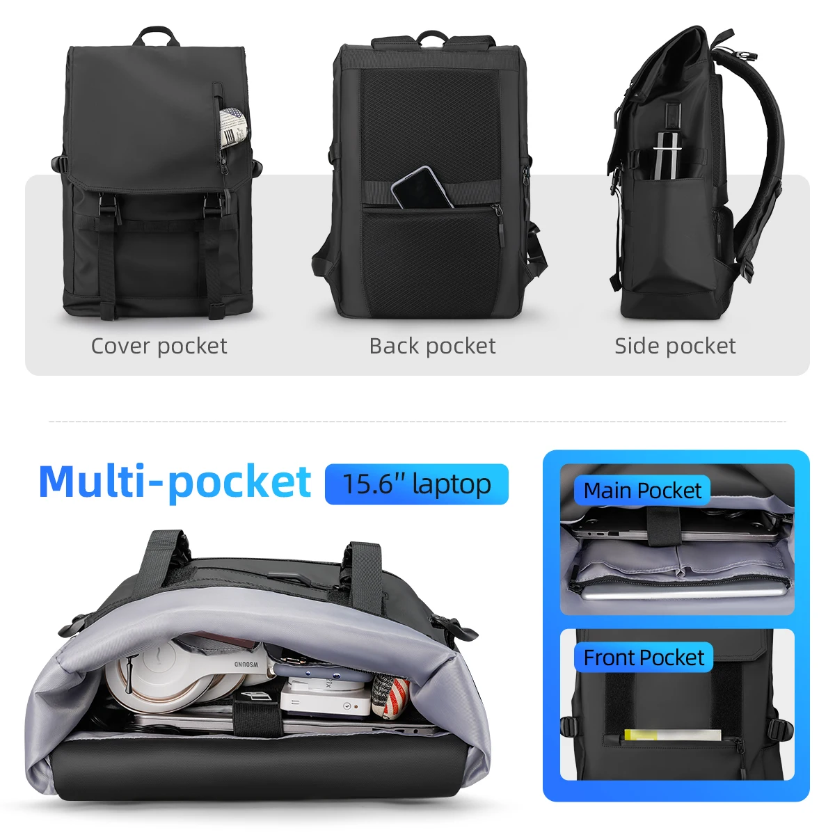 Mark Ryden Factory Wholesale Multifunctional Transformation Backpack Large Capacity Outdoor Travel Bag MR5748SJ-B