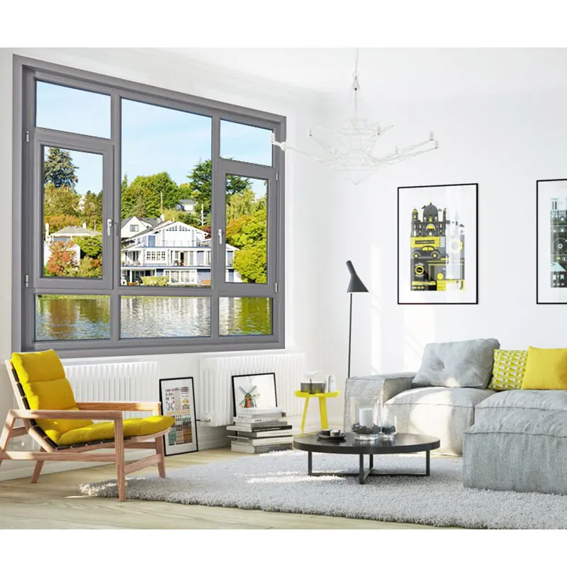 Residential External Broken Bridge System Aluminum Fixed Glass Windows With Removable Screen