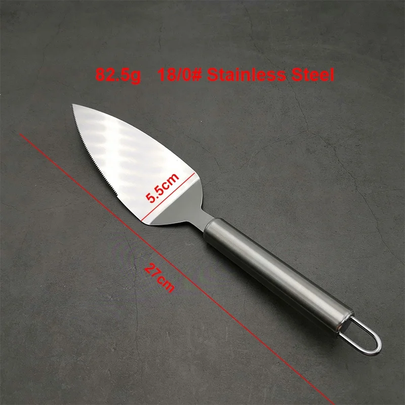 3 In 1 Stainless Steel Pizza Cutter Server Metal Pizza Peel Set With Wooden Handle