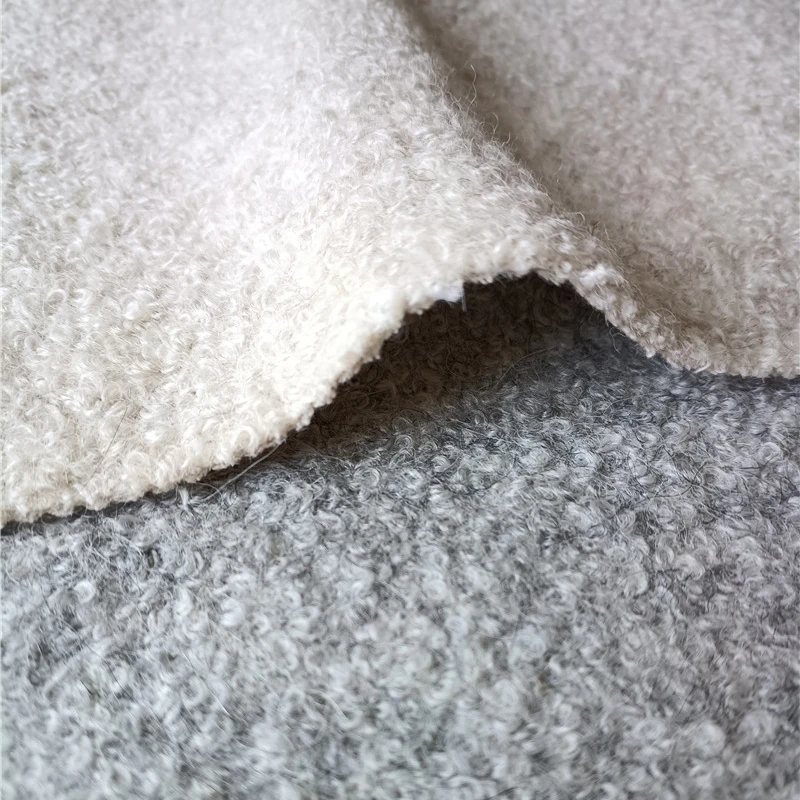 Heavy weight wool alpaca  boucle tweed woolen fabric