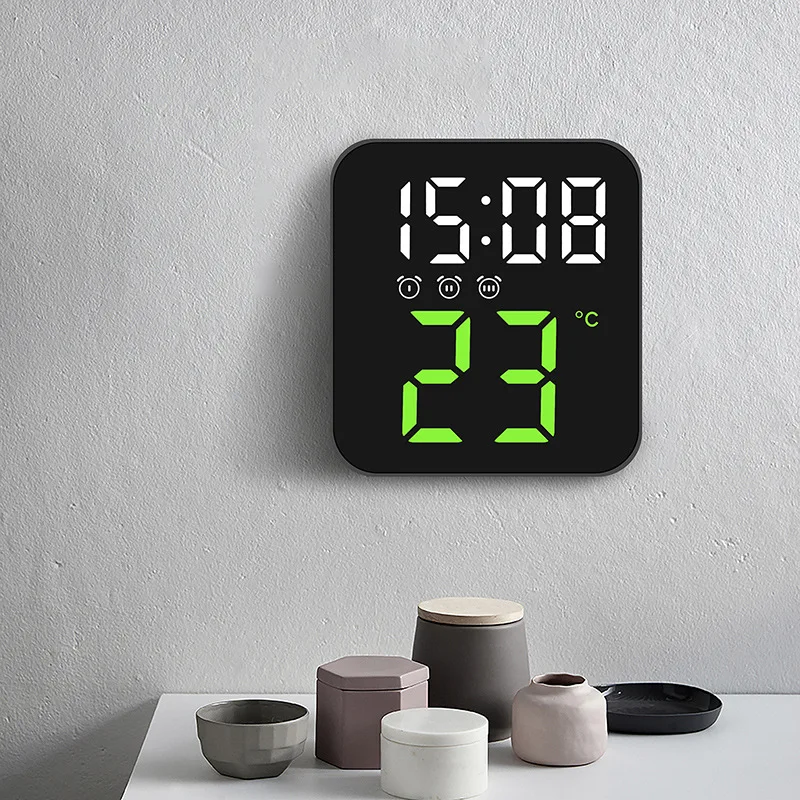 New Multifunctional Creative Colorful Display Temperature Calendar Simple LED Digital alarm  wall clock Home Decor