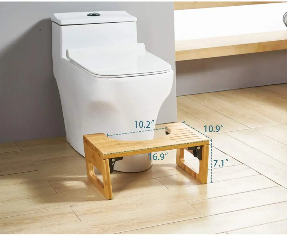 Collapsible Toilet Potty Stool Bamboo Squatting Toilet Stool  for Bathroom