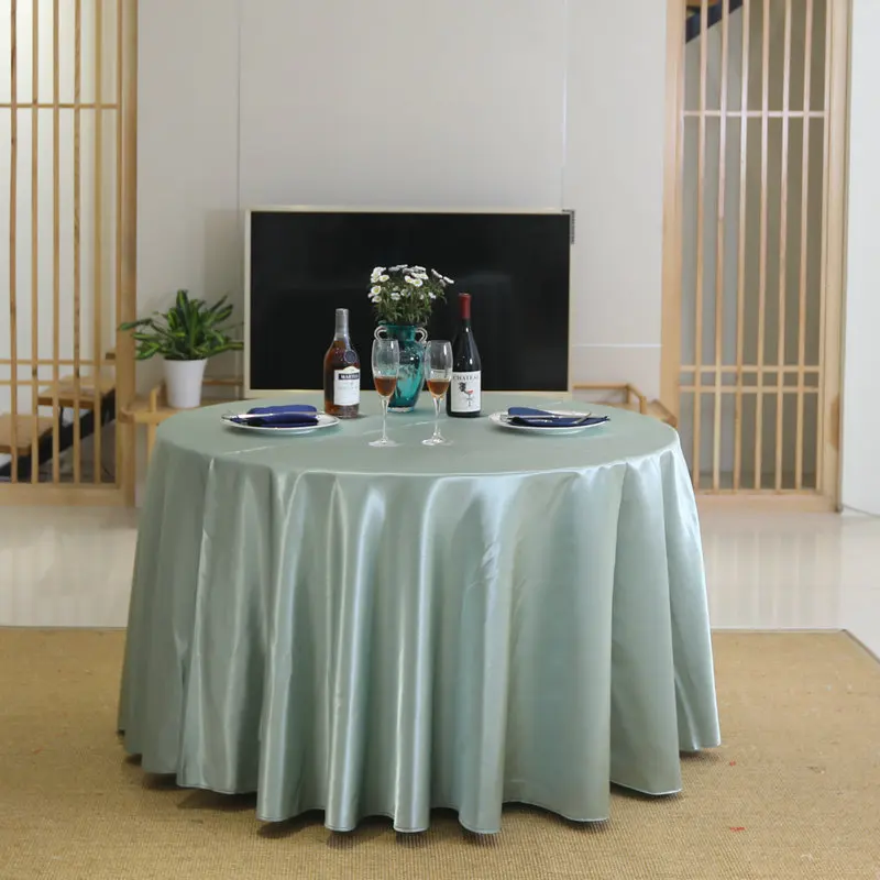 120 Inches Round Rose Gold Overlay Round Satin Bright Silk Smooth Fabric Decor for Banquet Decoration Table Cloth Wedding