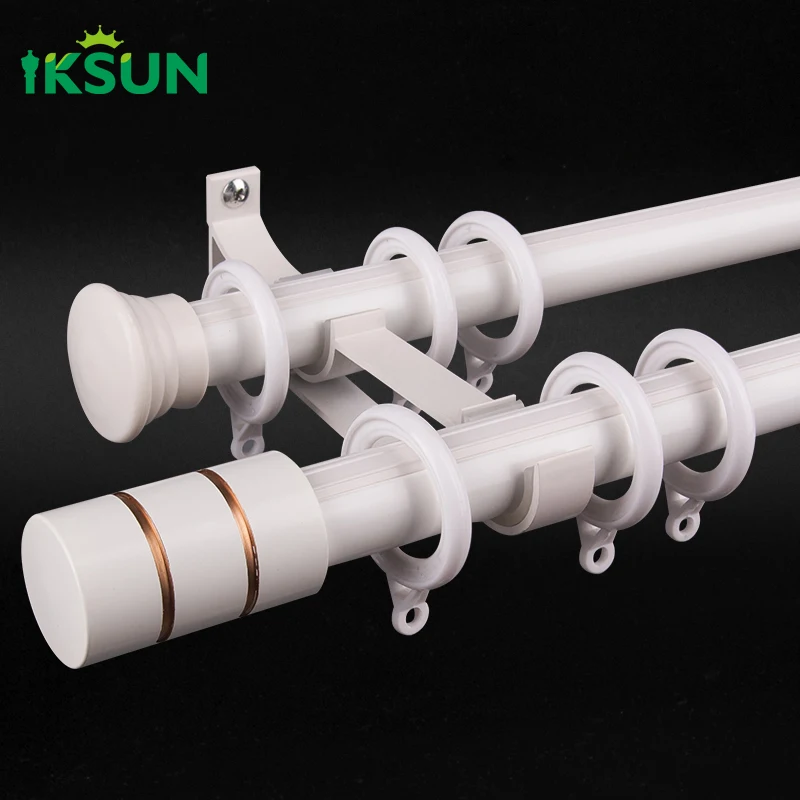 IKSUN Inside Mount Cafe Home Hardware Extra Long Black Ceiling Adjustable Double Curtain Rod Set