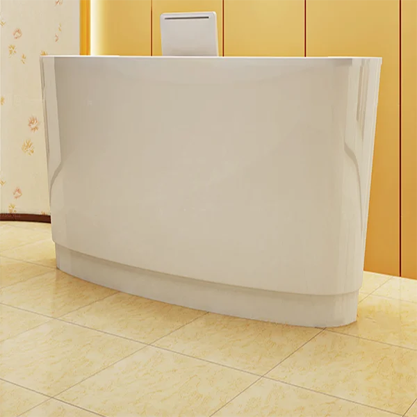 Custom modern white office hotel reception desk beauty salon hairdressing furniture half round reception counter front desk