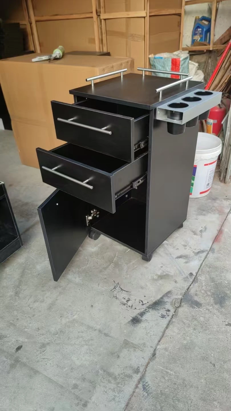 Wholesale Modern White Wood Salon Trolley with Wheels 3 Drawers Storage Rack for Home Hotel Beauty Hair Salon Warehouse Use