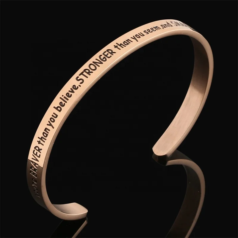 Custom Daily Reminder Personalized Mantra  Engraving Band Bracelet Custom Gift For Friend Family Love Women Graduation Gift