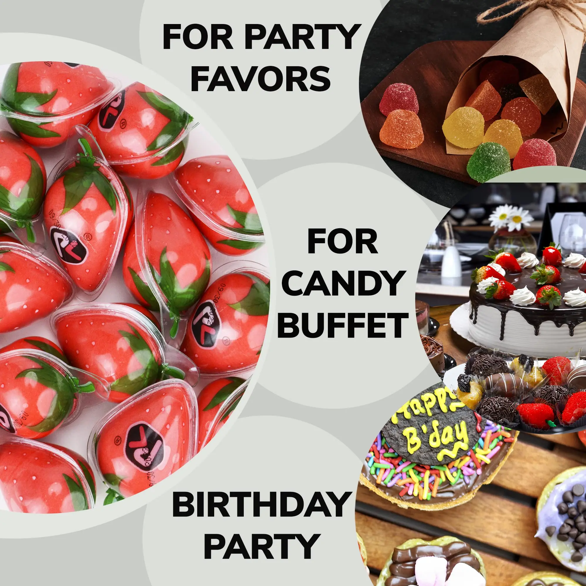 Fresh Fruit Fast Cutting Creative 3d Fruit Shape Popping Strawberry Flavor Bulk Jelly Candy Candy