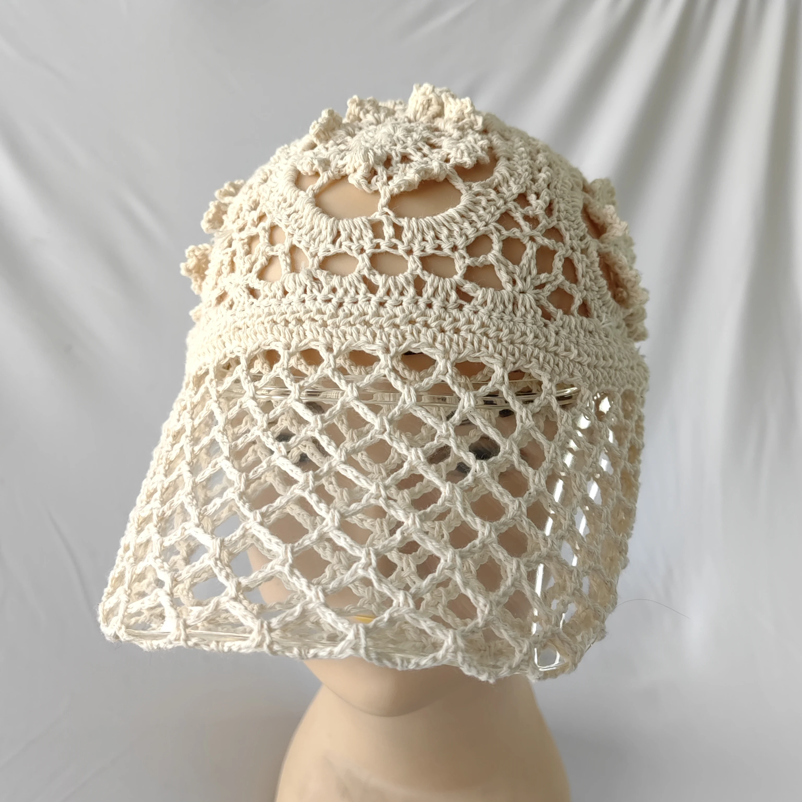 Hot selling knit hollow top visor hat knit hollow top visor hat knitted hat with hollow out