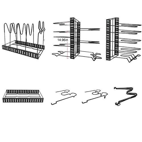Space-efficient Adjustable kitchen cooking pot storage rack lid shelves