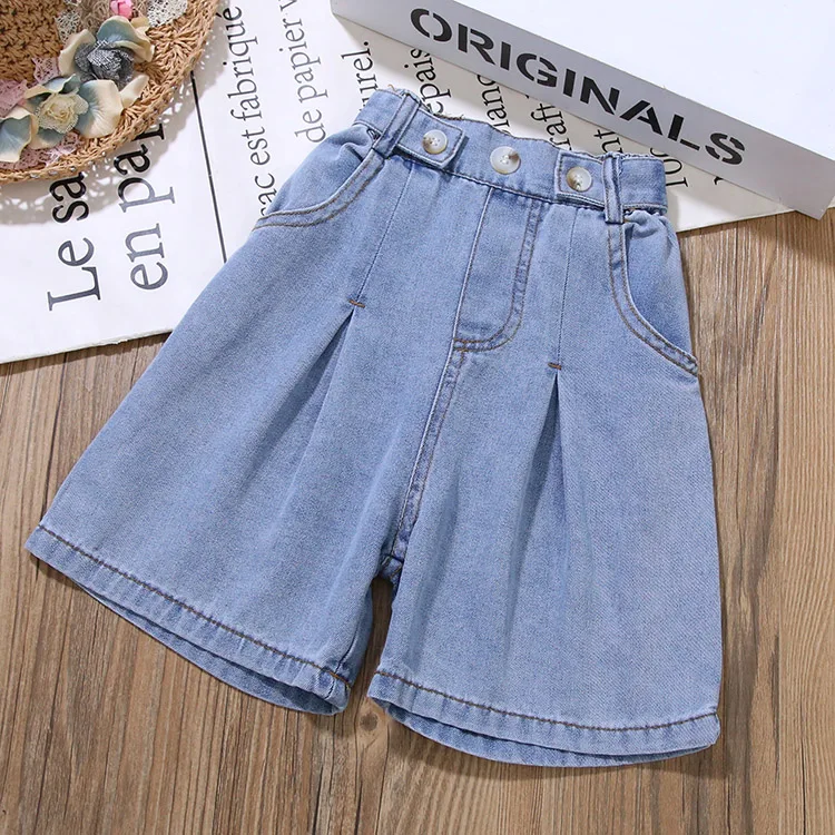 2020 summer girl suit female baby cool handsome jazz letter ribbon vest wide-leg jeans two-piece suit
