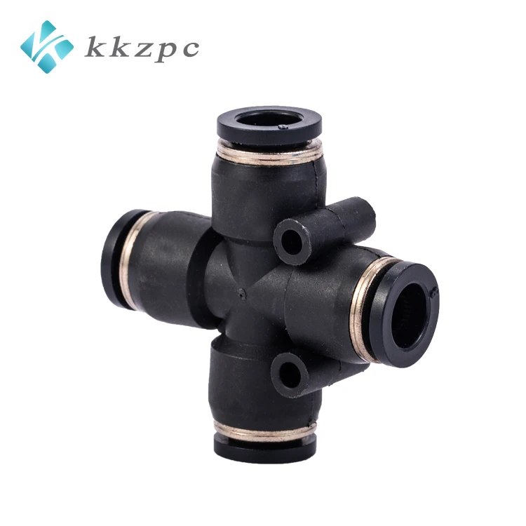 PZA Plastic Brass Pneumatic Cross Type Quick Connectors 4 Ways Pipe Coupler