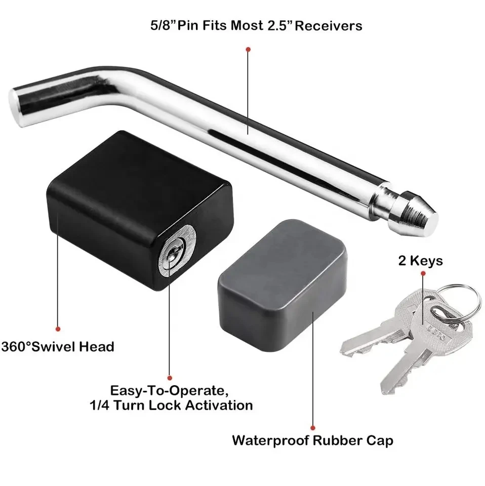 Customized stainless steel trailer hitch pin lock Swivel Head Trailer Hitch Receiver Safe Lock