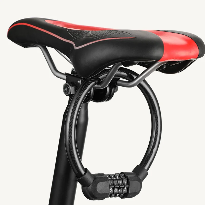 Round Bike Lock Cable 40cm 60cm PVC Wrapped 4-Digit Resettable Bicycle Lock for Road Mountain Bikes