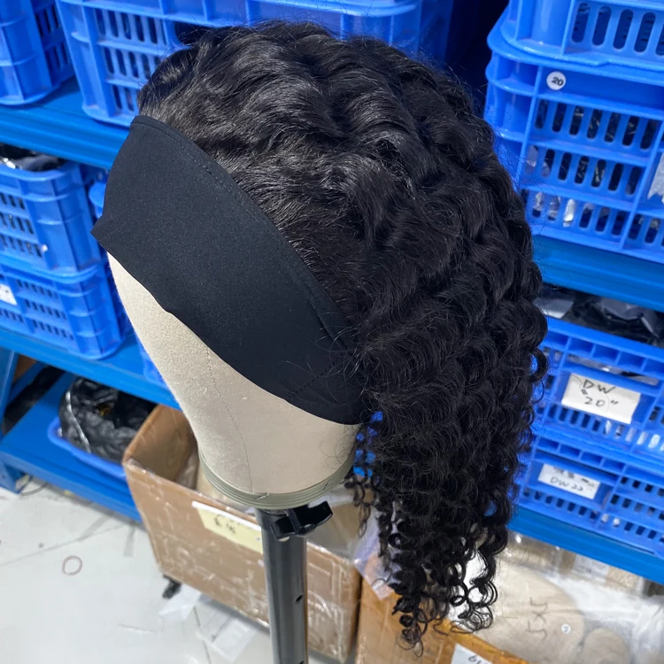 
 Высококачественный длинный русский парик с глубокой волной, парик с головной повязкой, натуральные человеческие волосы с глубокой волной, оптовая продажа 100, женские парики из волос  