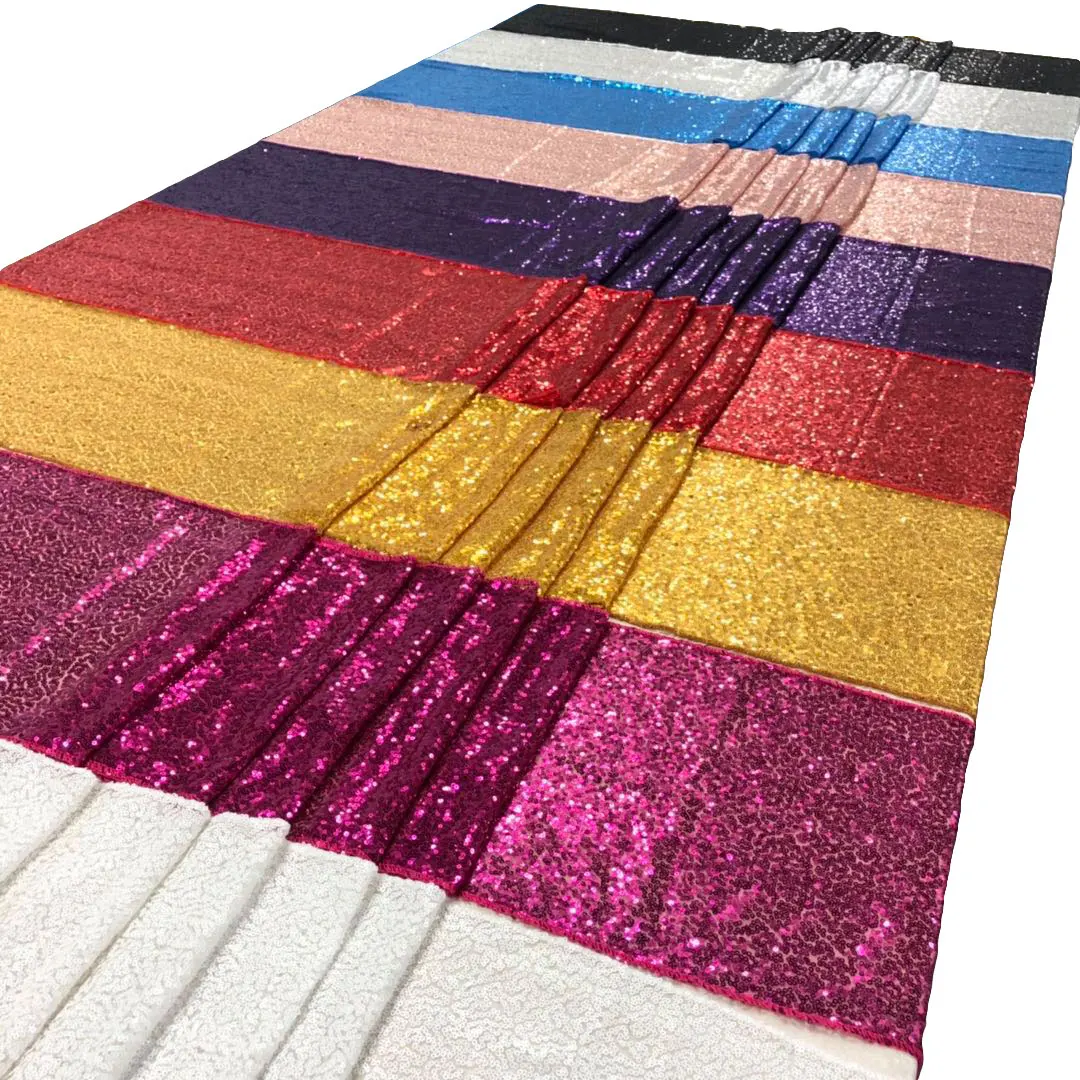 Wholesale Cheap Polyester Wedding Decorative Sequin Table Runner Silver Dining table runner