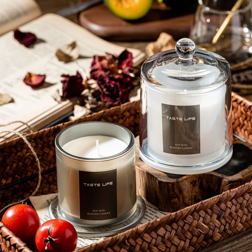 Handmade Custom Soy Wax Candles Glass Cover Smokeless Scented Candle Luxury For Weddings Decoration
