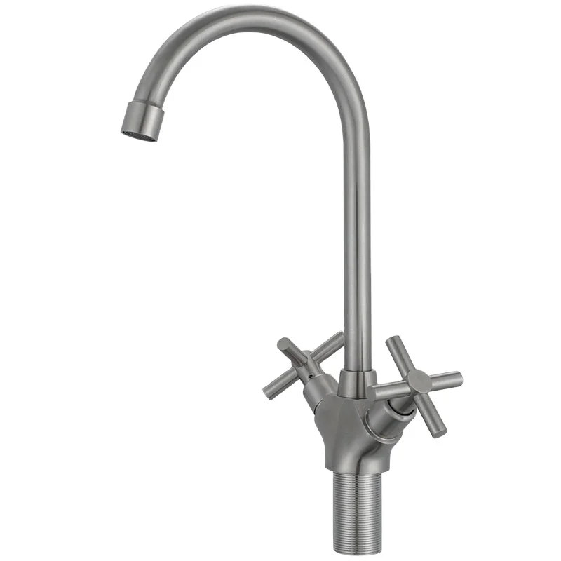 Processing and production of 360-degree rotating hot and cold water double switches 304 stainless steel kitchen faucet