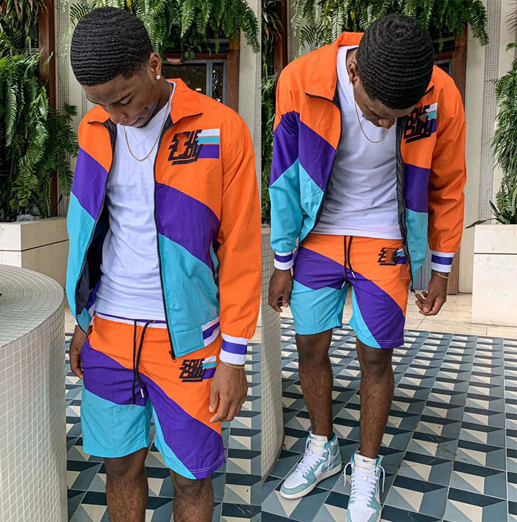 Lightweight tracksuit Quick Dry Polyester  Track Suit windbreaker short set