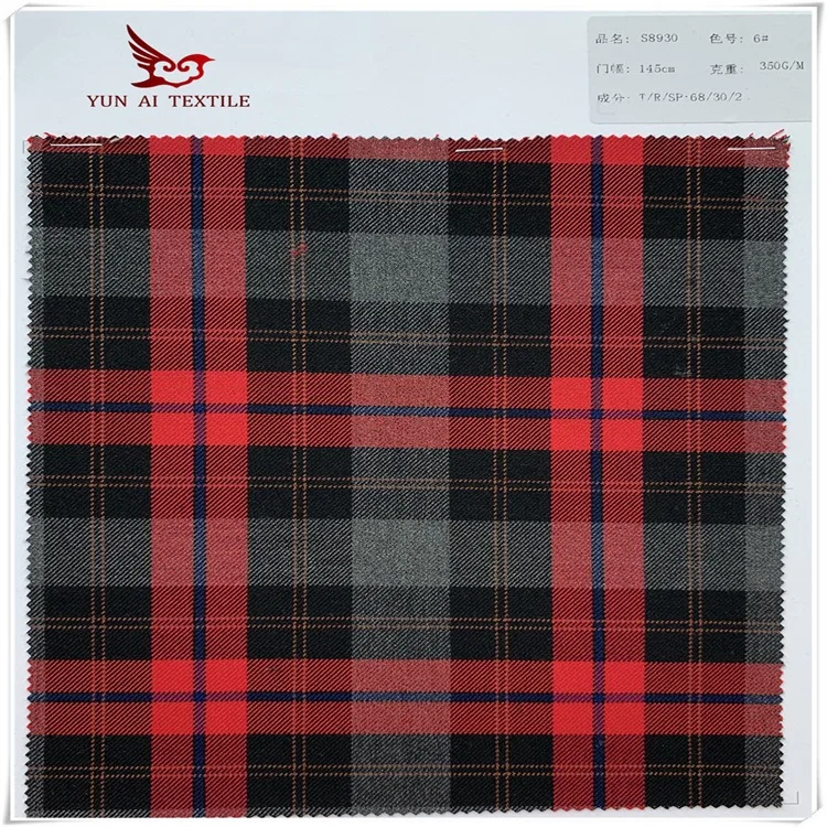 fancy casual yarn dyed woven plaid polyester rayon spandex suit coat fabric